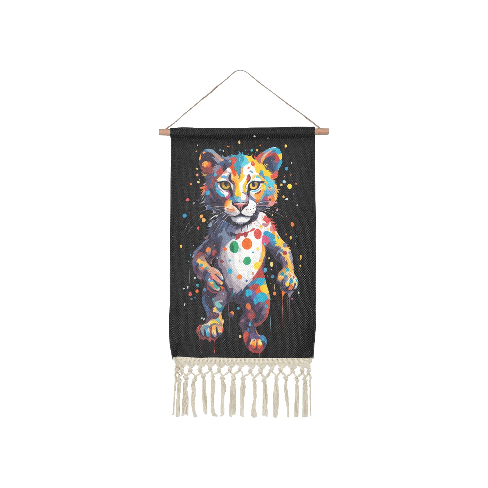 Colorful leopard big cat animal fantasy art. Linen Hanging Poster