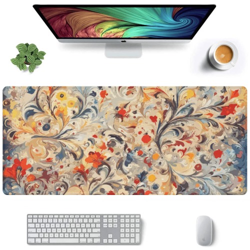Striking floral abstract art. Fantasy flowers art Gaming Mousepad (35"x16")