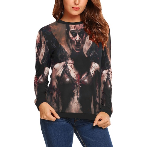 Angel of death All Over Print Crewneck Sweatshirt for Women (Model H18)
