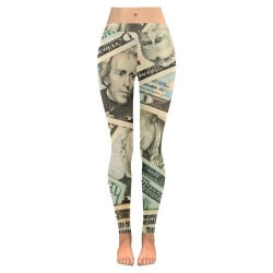 US PAPER CURRENCY Women's Low Rise Leggings (Invisible Stitch) (Model L05)