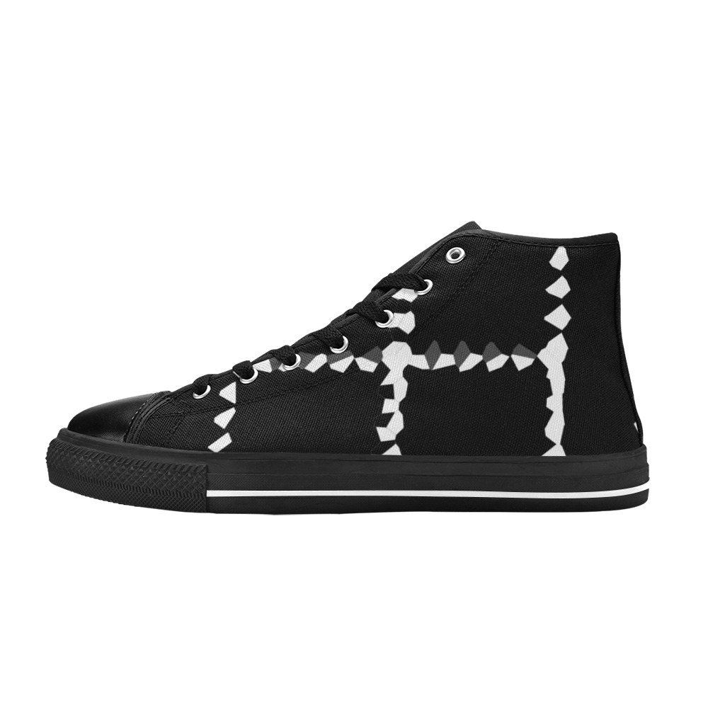 White Interlocking Squares Mosaic black Men’s Classic High Top Canvas ...