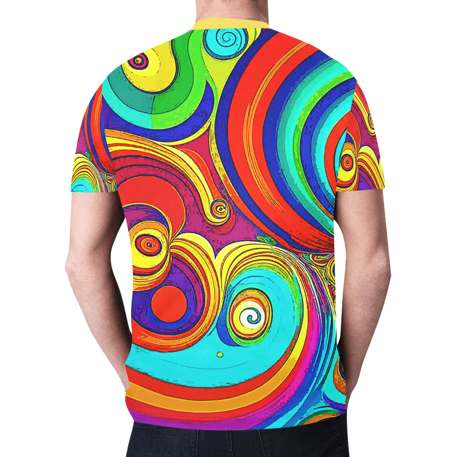 Colorful Groovy Rainbow Swirls New All Over Print T-shirt for Men (Model T45)