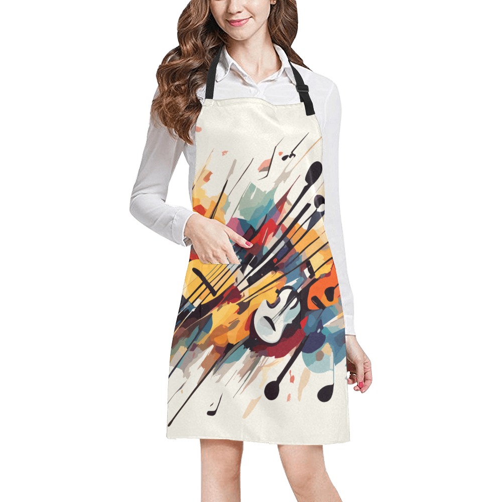 Nice abstract art of colorful musical instruments All Over Print Apron