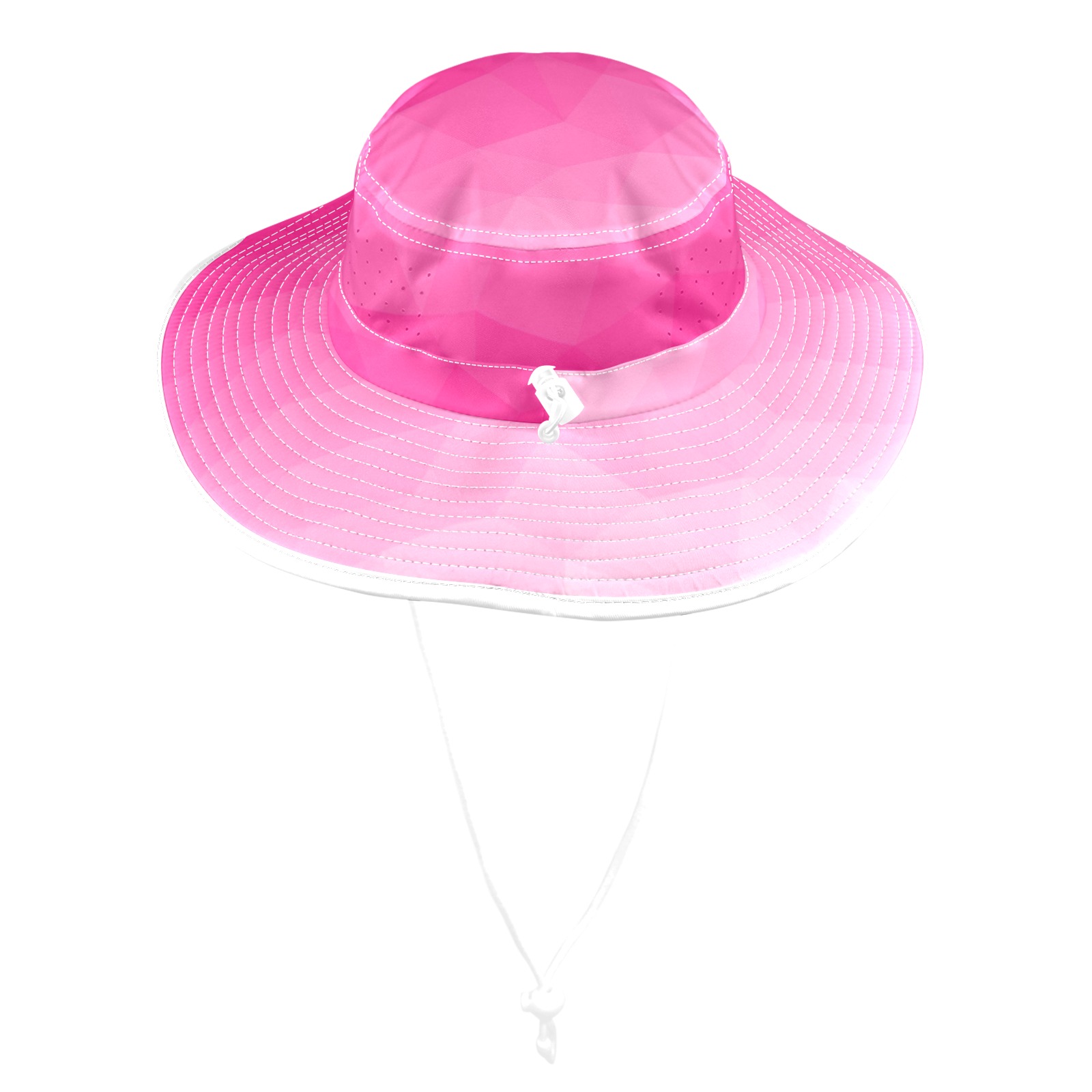Hot pink gradient geometric mesh pattern Wide Brim Bucket Hat