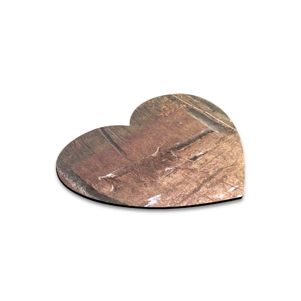 Falling tree in the woods Heart-shaped Mousepad