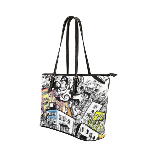 Graphics art Leather Tote Bag/Large (Model 1651)