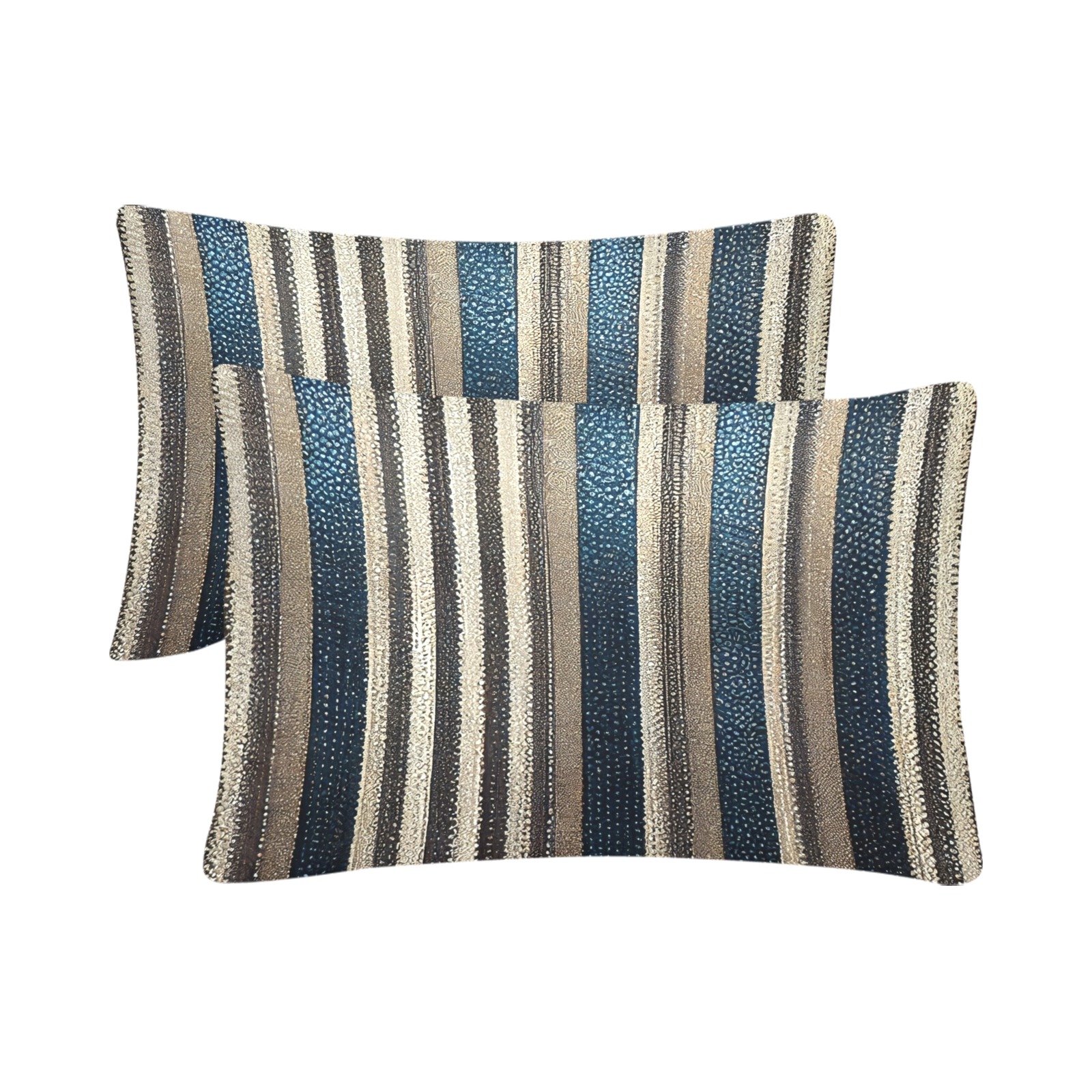 gold, silver and saphire striped pattern Custom Pillow Case 20"x 30" (One Side) (Set of 2)