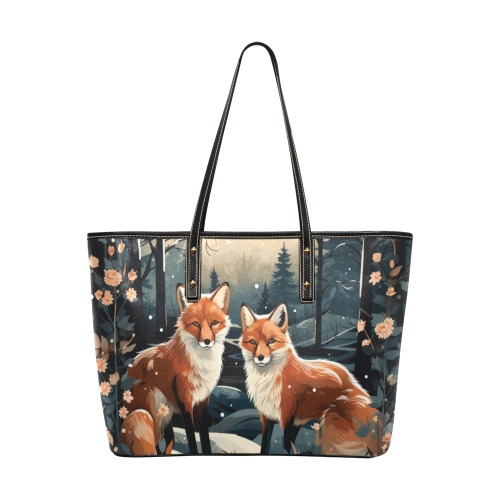 Under Fox Moon Ladies Shoulder Bag Chic Leather Tote Bag (Model 1709)
