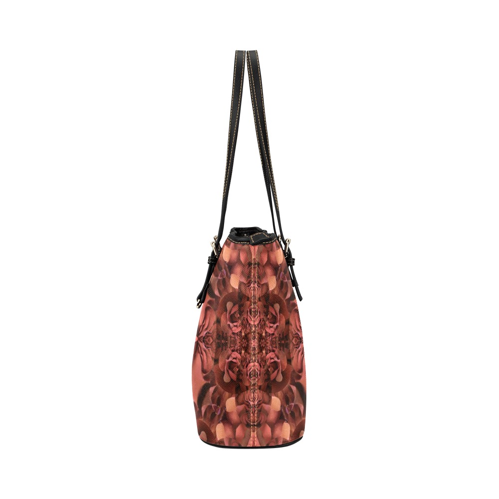 red roses reloaded Leather Tote Bag/Small (Model 1651)