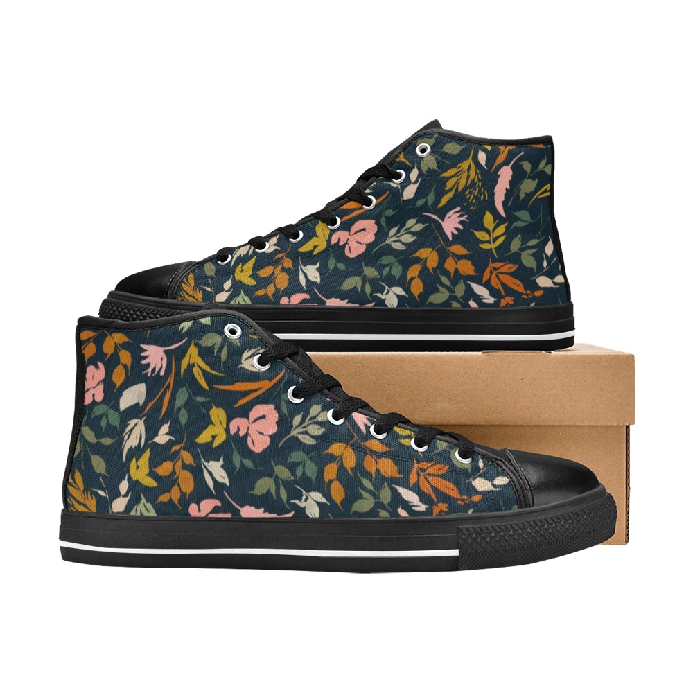 The meadow leaves colors Women's Classic High Top Canvas Shoes (Model 017)