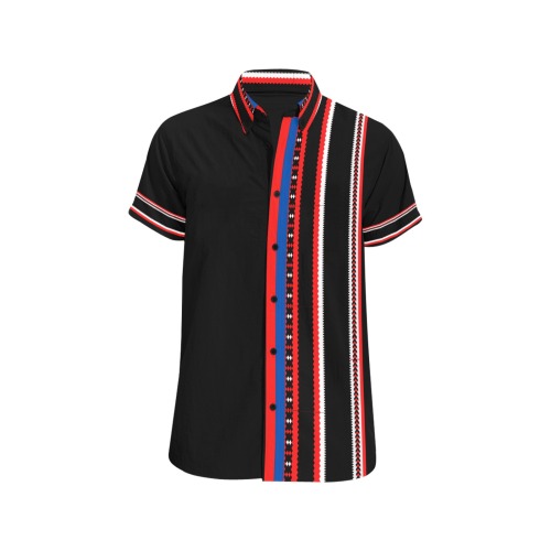 Igorot Sidestripe Mens Polo Black Men's All Over Print Short Sleeve Shirt (Model T53)