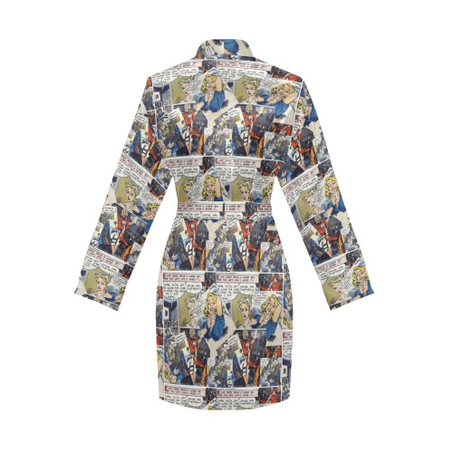 comic book love robe ladys Women's Long Sleeve Belted Night Robe