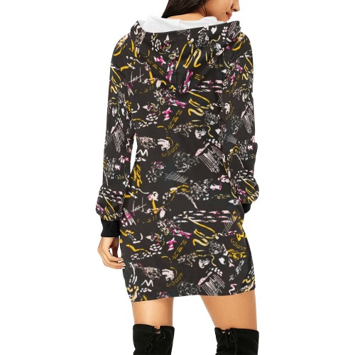 Dark brushstrokes ABS All Over Print Hoodie Mini Dress (Model H27)