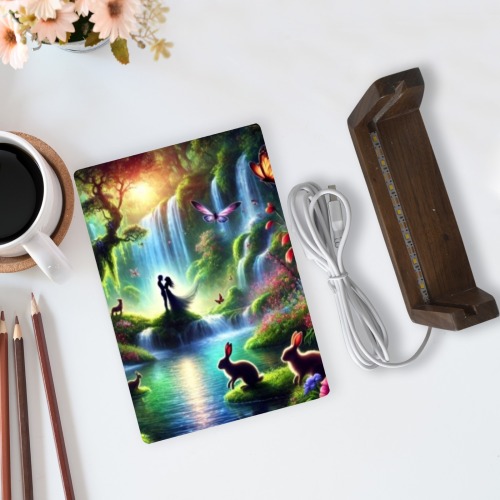 mystical waterfall - night light Acrylic Photo Night Light