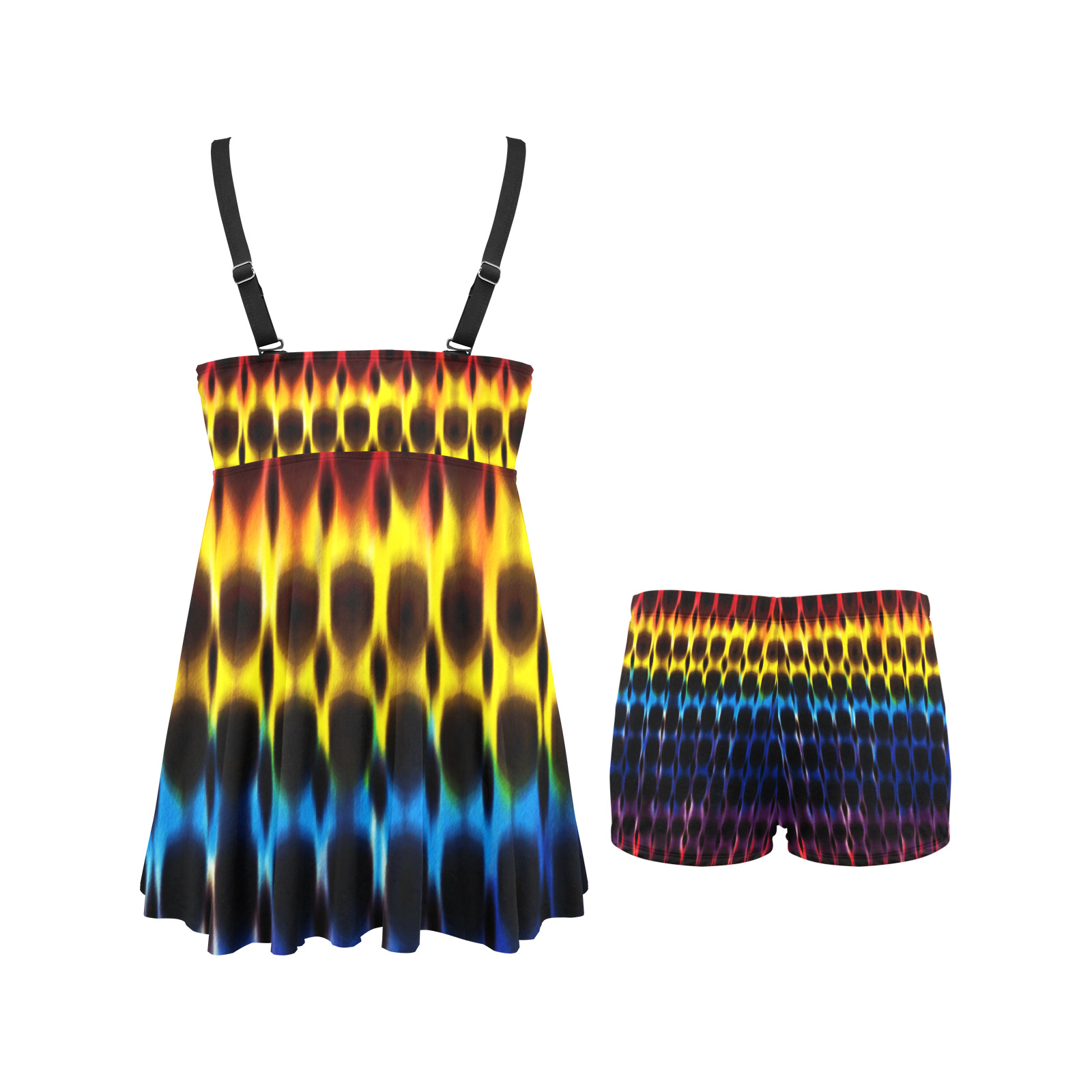Modern Digital Hippie Tie-Dye Chest Pleat Swim Dress (Model S31)