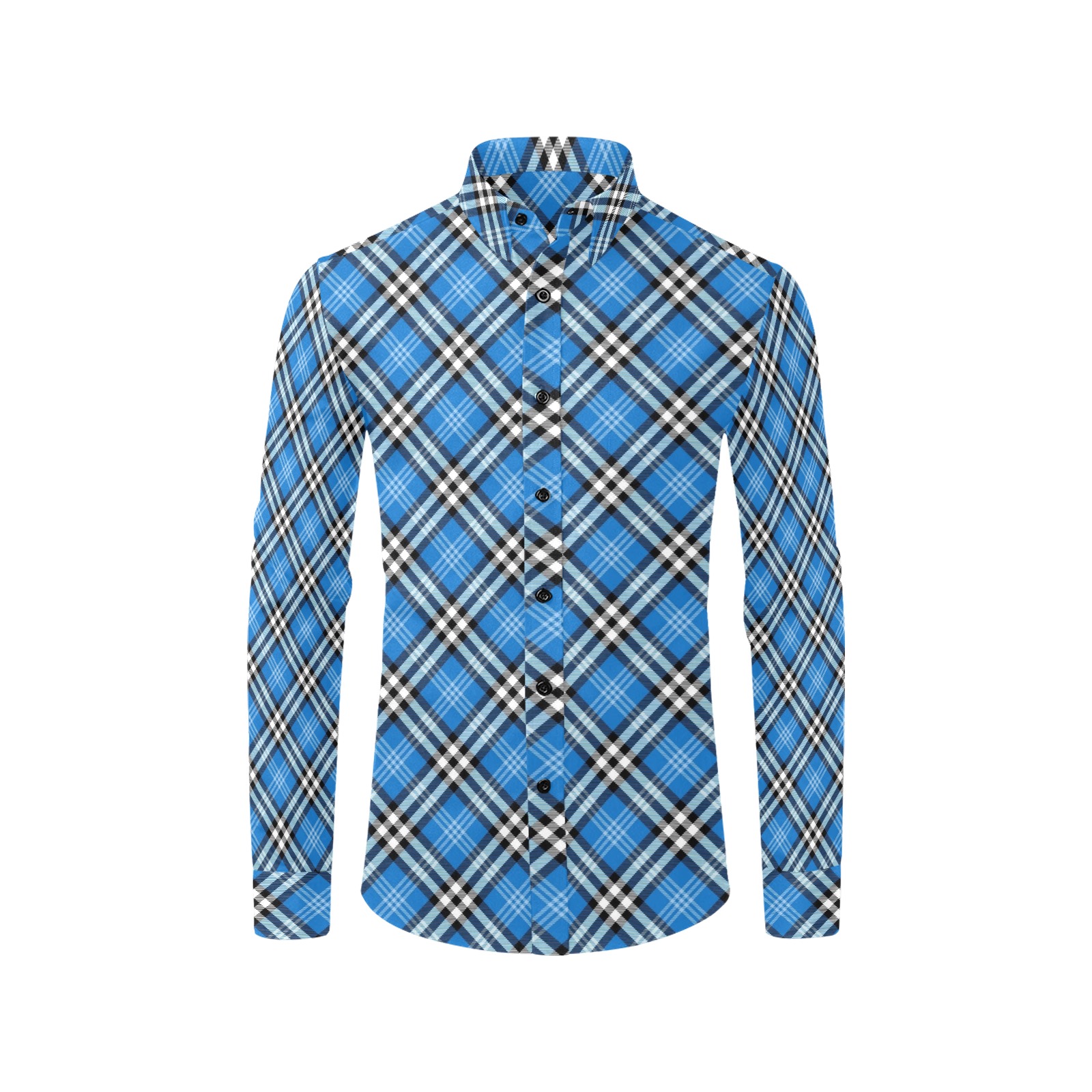 Blue Tartan Plaid Men's All Over Print Casual Dress Shirt (Model T61)