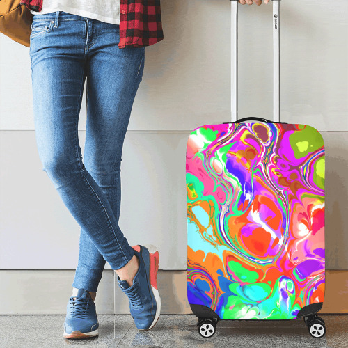 Psychedelic Abstract Marble Artistic Dynamic Paint Art Luggage Cover/Small 18"-21"