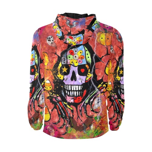 Skull of Halloween by Nico Bielow All Over Print Quilted Windbreaker for Men (Model H35)