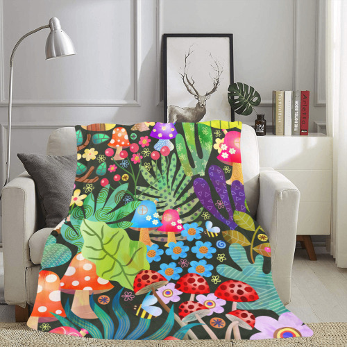 Enchanted Forest Fairytale Garden Rustic Scene Ultra-Soft Micro Fleece Blanket 60"x80"