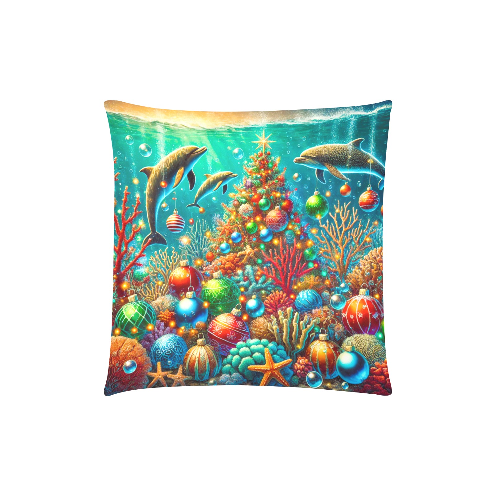 Underwater Christmas Custom Zippered Pillow Cases 18"x18" (Two Sides)