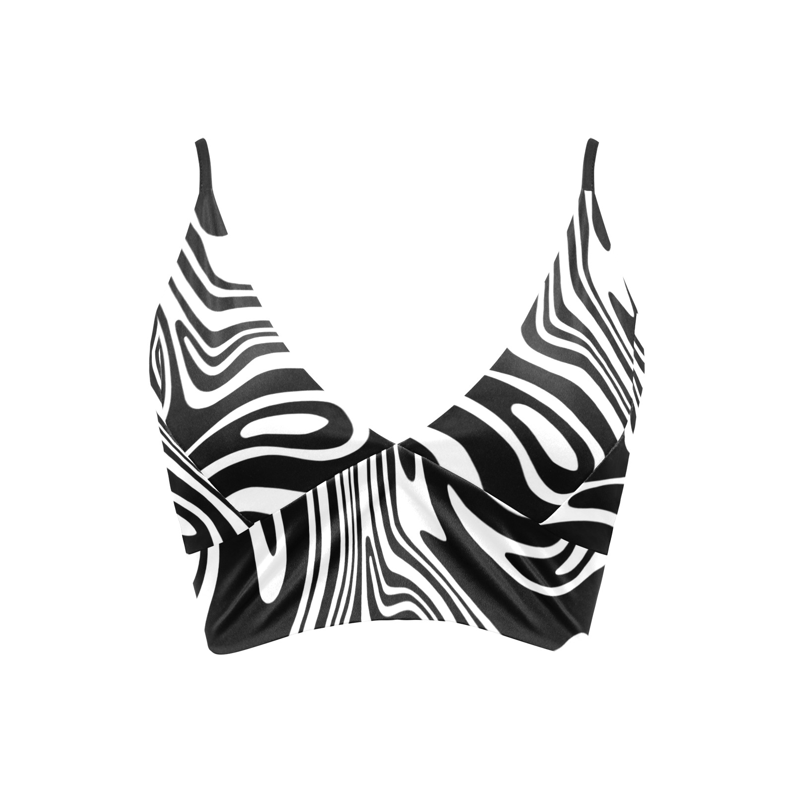 Black and White Marble Crop Bikini Top (Model S40)