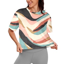 Abstract lines modern PDM Women's Cropped T-shirt (Model T80)