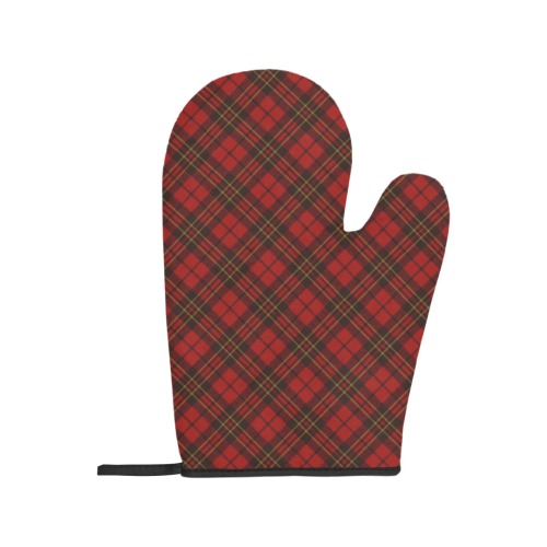 Red tartan plaid winter Christmas pattern holidays Oven Mitt (Two Pieces)