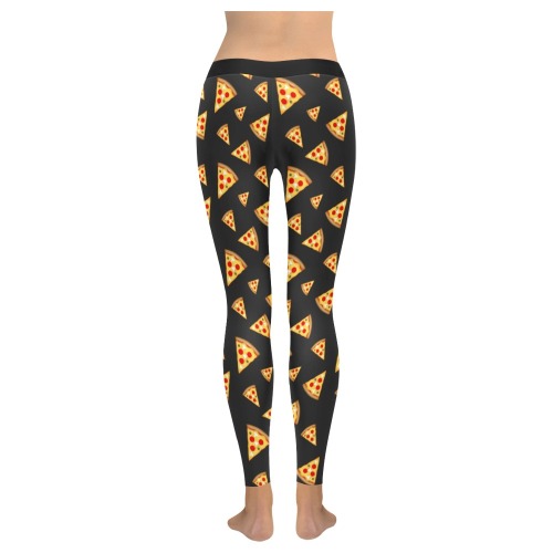 Cool and fun pizza slices dark gray pattern Women's Low Rise Leggings (Invisible Stitch) (Model L05)