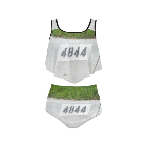 Street Number 4844 with Gray Top High Waisted Flounce Bikini Set (Model S24)