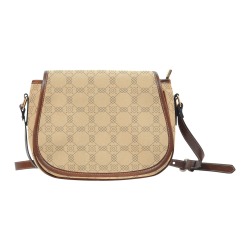 Pink and Brown Geometric Pattern 2 Saddle Bag/Large (Model 1649)