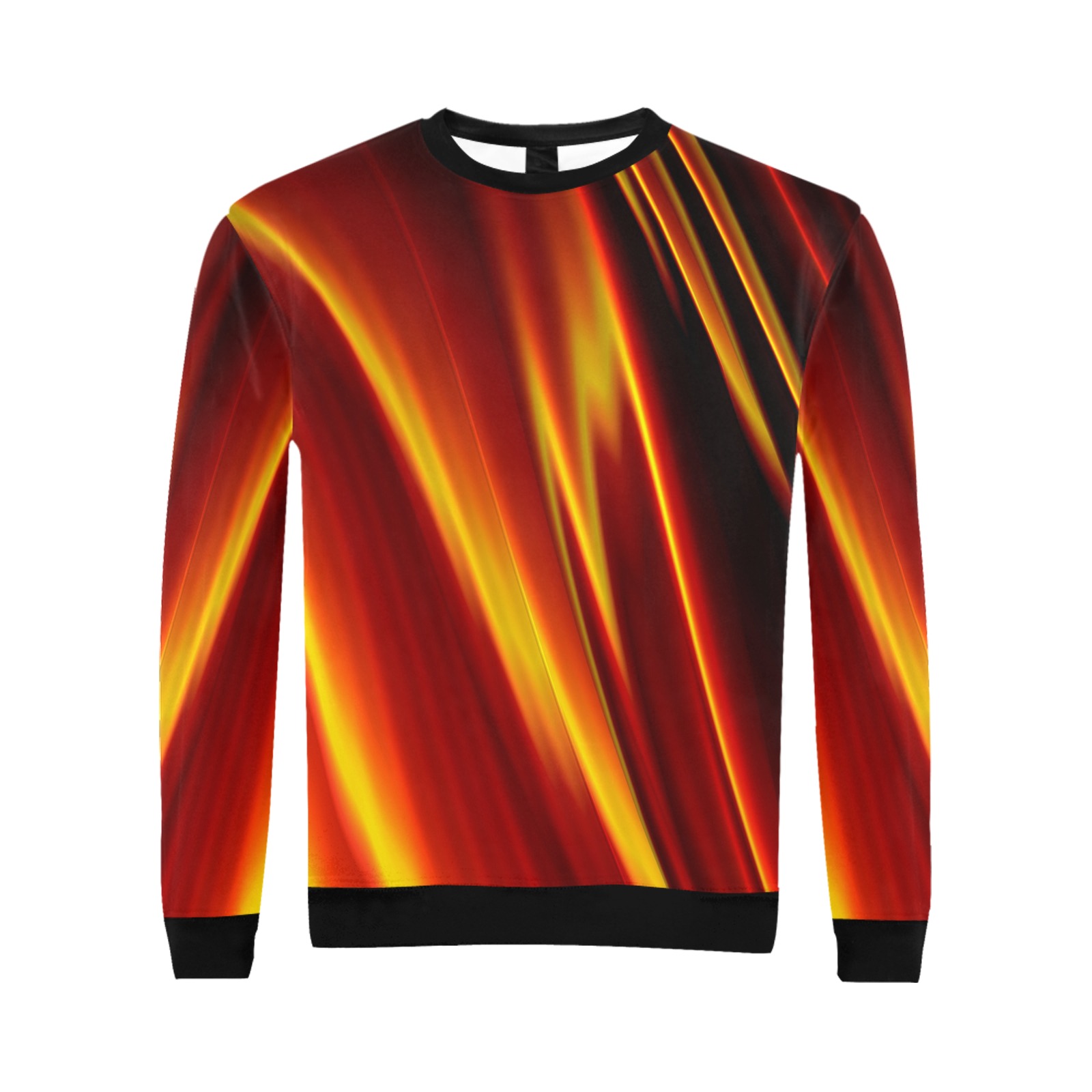 Orange and Red Flames Fractal Abstract All Over Print Crewneck Sweatshirt for Men (Model H18)