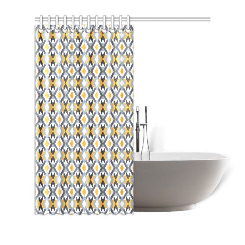 Retro Angles Abstract Geometric Pattern Shower Curtain 72"x72"
