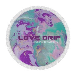 Love Drip Beach Blanket #3 Circular Beach Shawl 59"x 59"