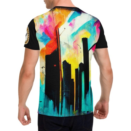 colourful graffiti building's All Over Print T-Shirt for Men (USA Size) (Model T40)