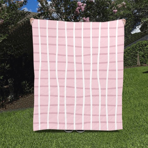 Abstrract Pink Plaiid Quilt 50"x60"