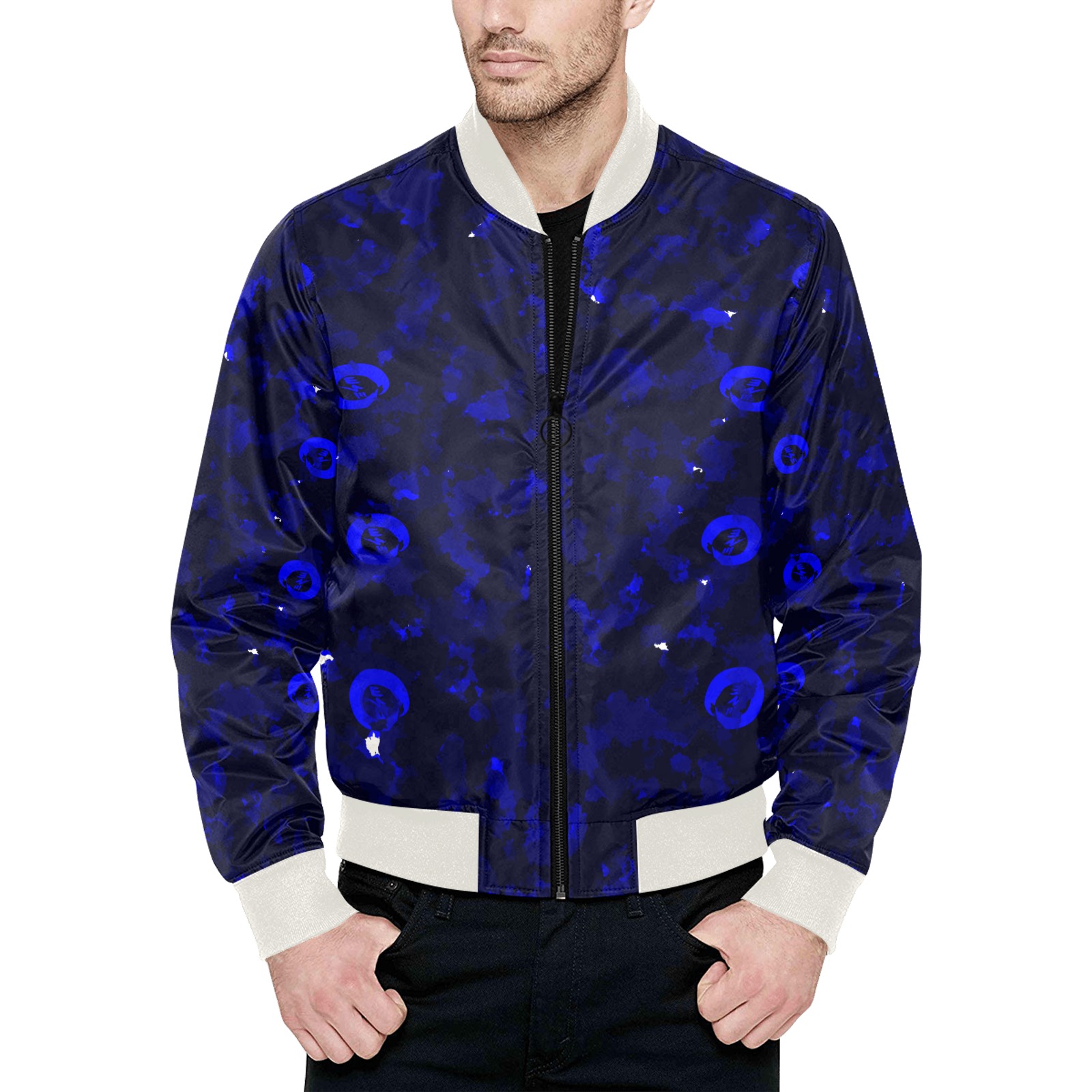 New Project (10) All Over Print Quilted Bomber Jacket for Men (Model H33)