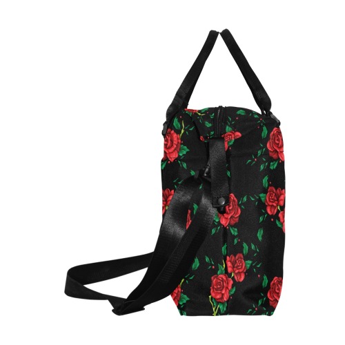 roses-pattern-on-black Large Capacity Duffle Bag (Model 1715)
