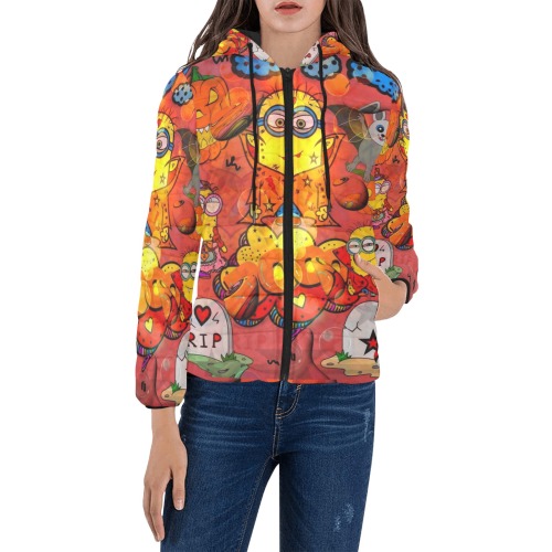 Hallomin Pop Art  by Nico Bielow Women's Padded Hooded Jacket (Model H46)
