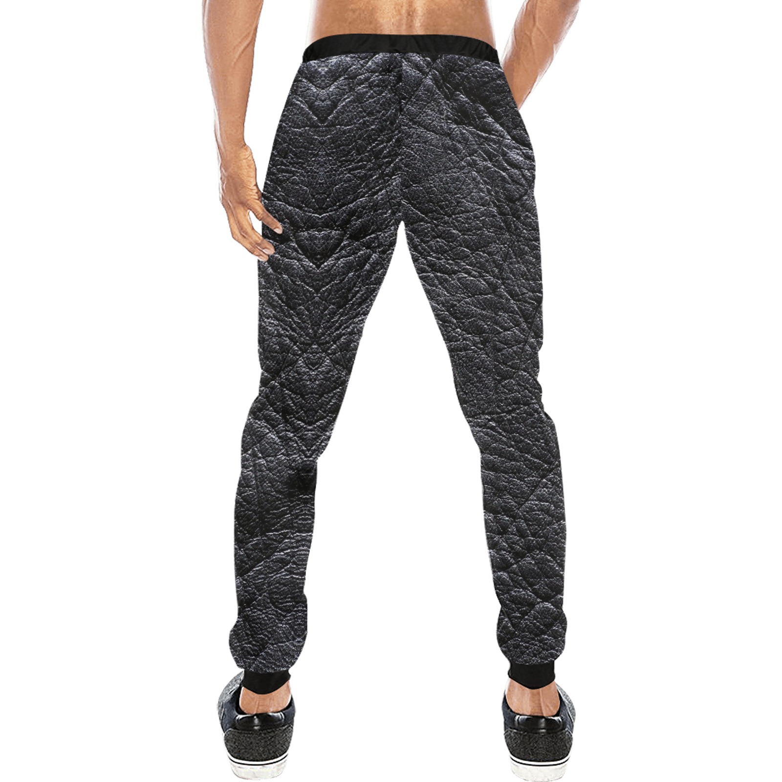 Leather Black Style by Fetishworld Men's All Over Print Sweatpants (Model L11)