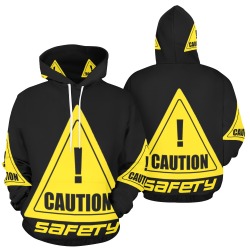 Caution I All Over Print Hoodie for Men (USA Size) (Model H13)