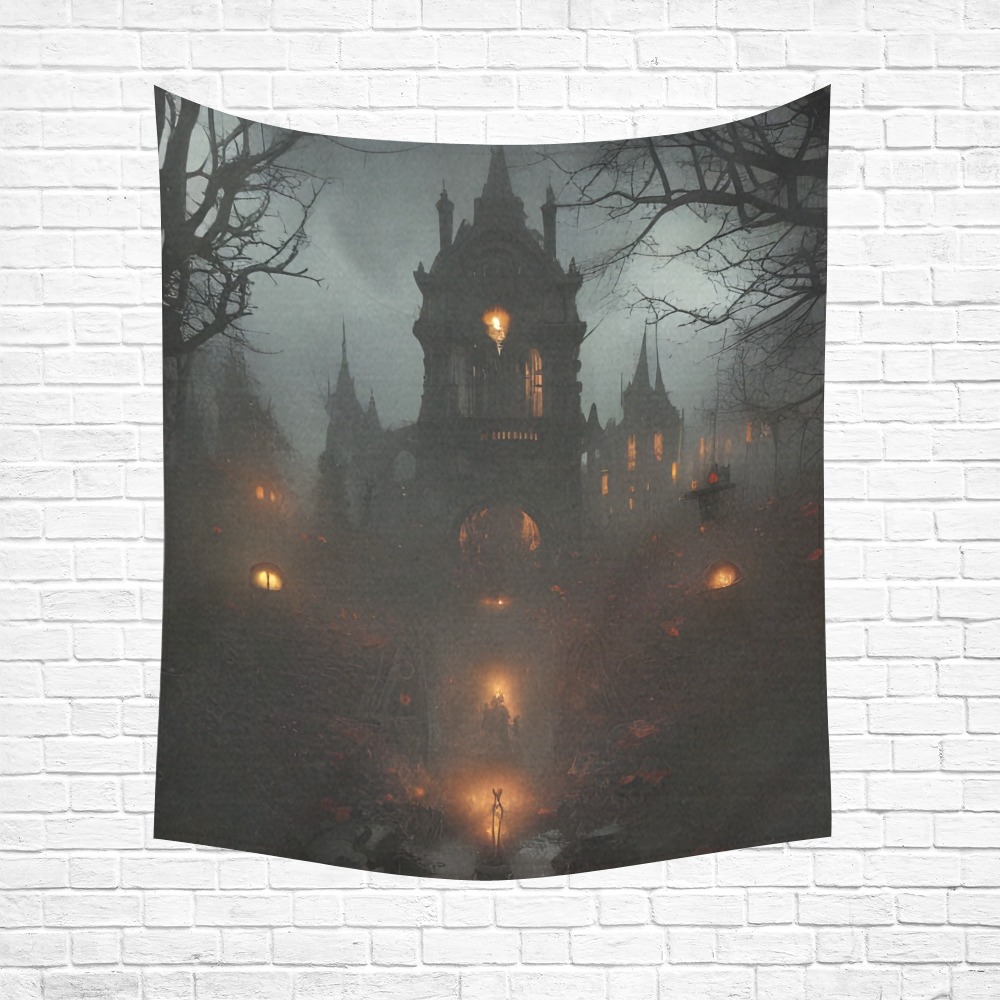 Dark Palace Cotton Linen Wall Tapestry 51"x 60"