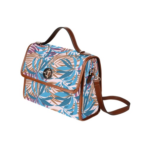 Tropical Teal and Brown Waterproof Canvas Bag-Brown (All Over Print) (Model 1641)