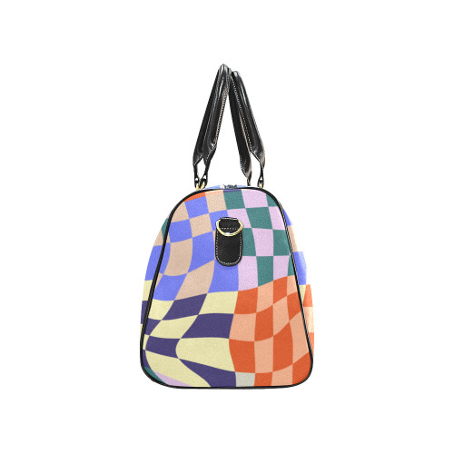 Wavy Groovy Geometric Checkered Retro Abstract Mosaic Pixels New Waterproof Travel Bag/Small (Model 1639)