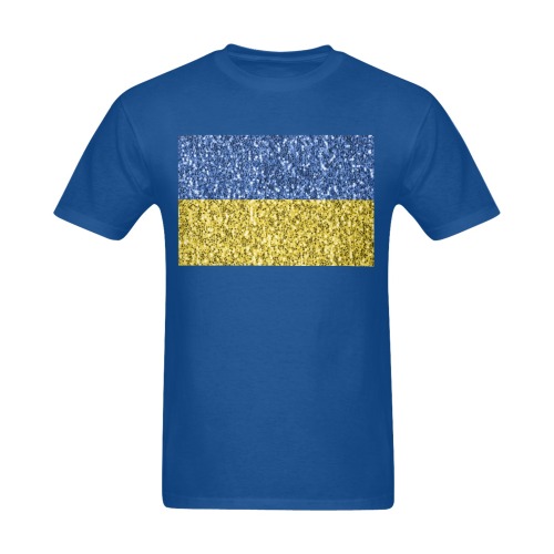 Blue yellow Ukraine flag glitter faux sparkles Men's Slim Fit T-shirt (Model T13)