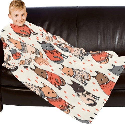 Cats cats Blanket Robe with Sleeves for Kids