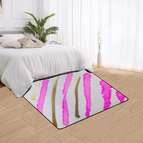 pink and gold Area Rug with Black Binding 5'3''x4'