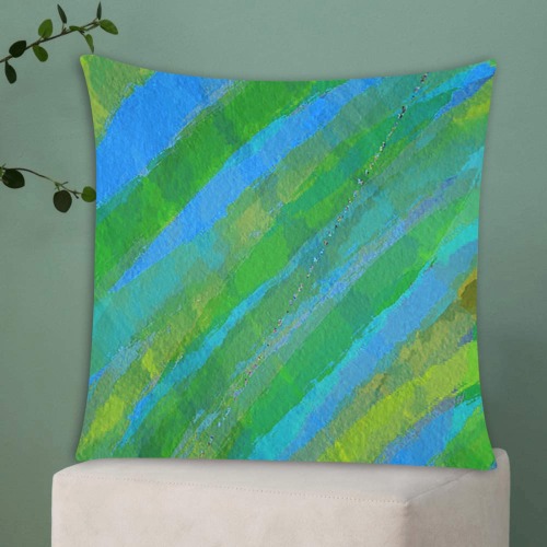 Watercolor Greens and blues Custom Zippered Pillow Cases 20"x20" (Two Sides)