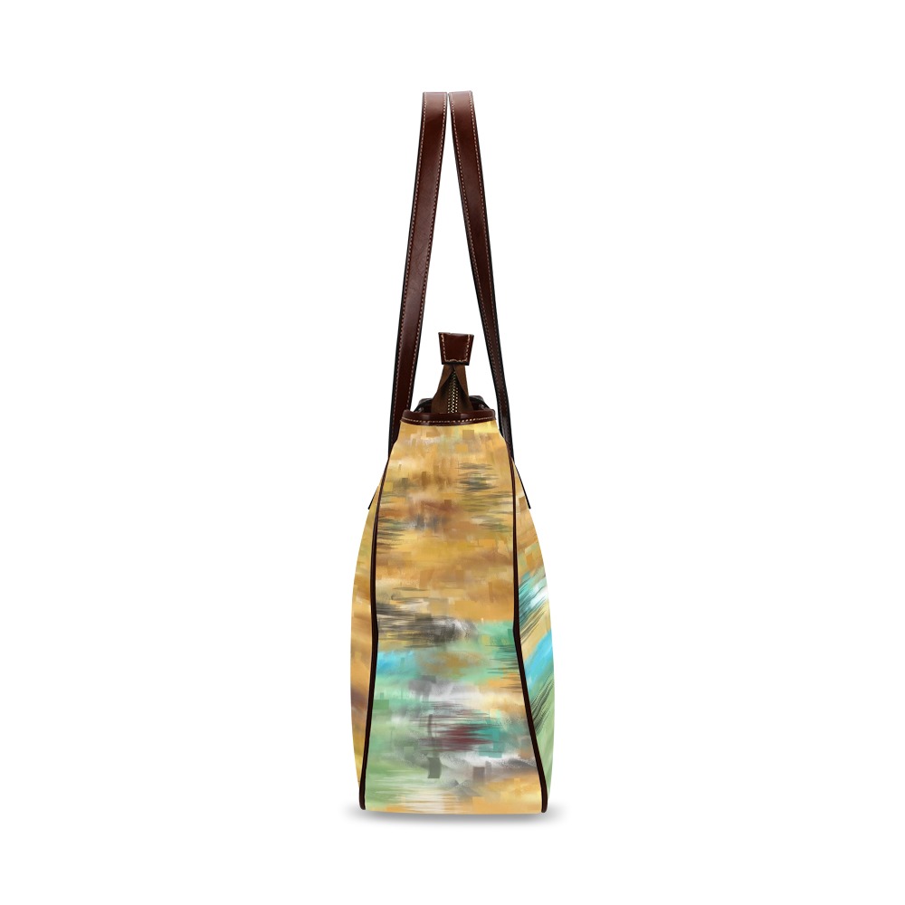 Beige Painted Abstract Classic Tote Bag (Model 1644)