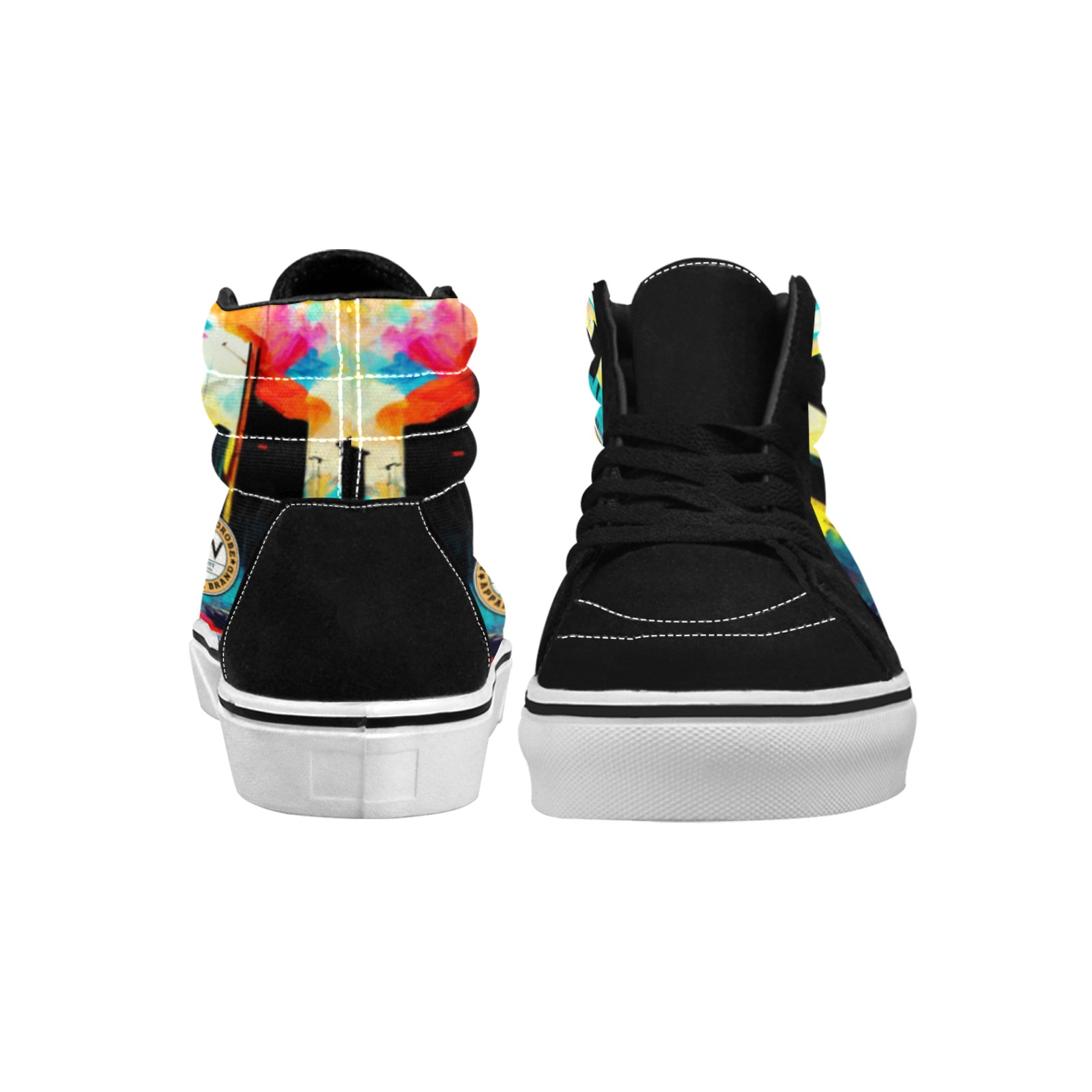 colourful graffiti street Men's High Top Skateboarding Shoes (Model E001-1)