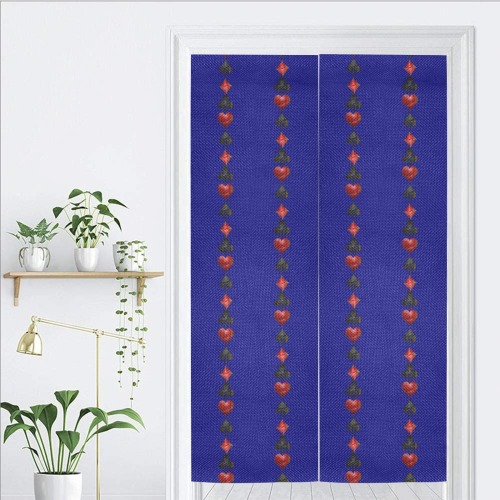 Las Vegas Playing Card Symbols on Blue Door Curtain Tapestry